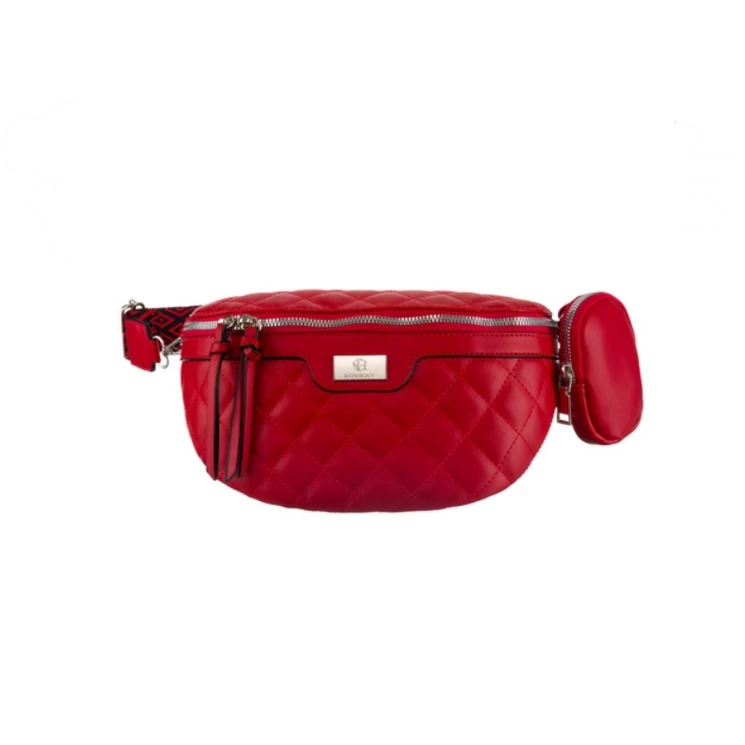 Elegáns női övtáska Piros színben + Praktikus kiegészítővel