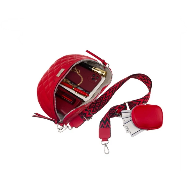 Elegáns női övtáska Piros színben + Praktikus kiegészítővel