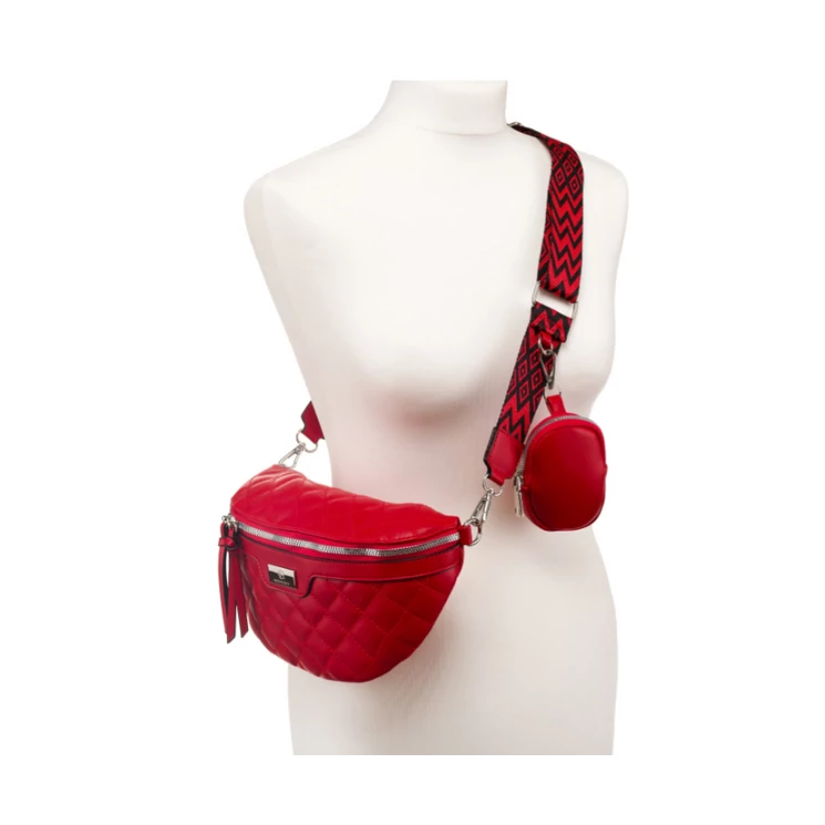 Elegáns női övtáska Piros színben + Praktikus kiegészítővel
