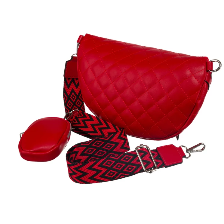 Elegáns női övtáska Piros színben + Praktikus kiegészítővel