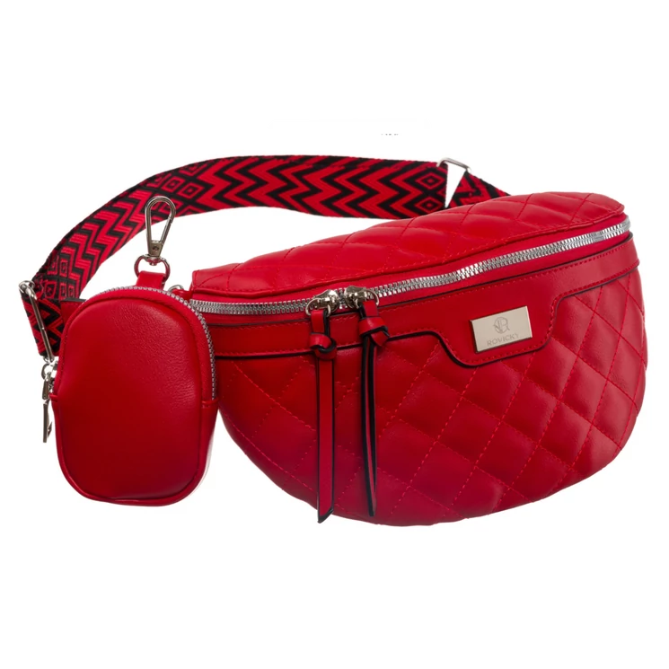 Elegáns női övtáska Piros színben + Praktikus kiegészítővel