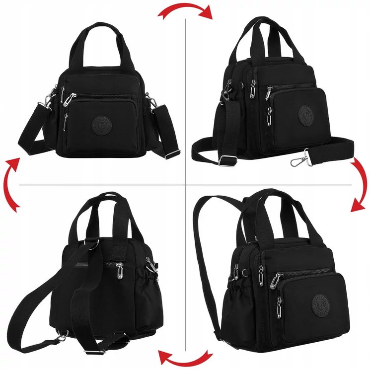 Többfunkció női városi hátizsák Fekete színben