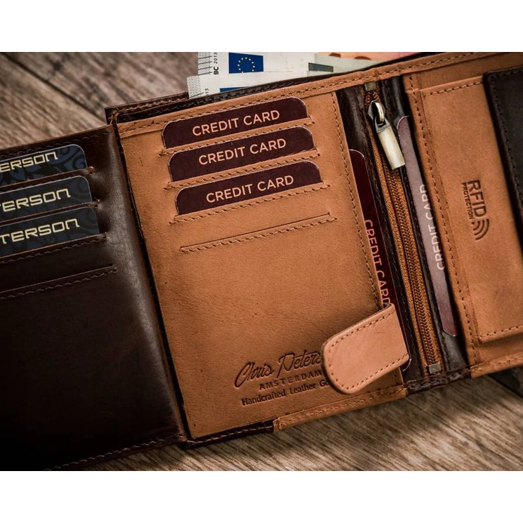 Valódi Bőr férfi pénztárca RFID védelemmel