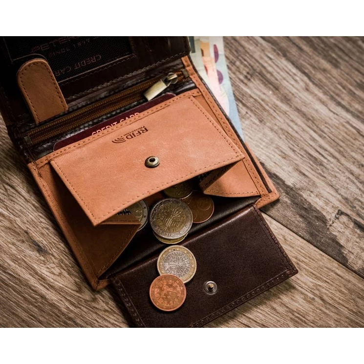 Valódi Bőr férfi pénztárca RFID védelemmel