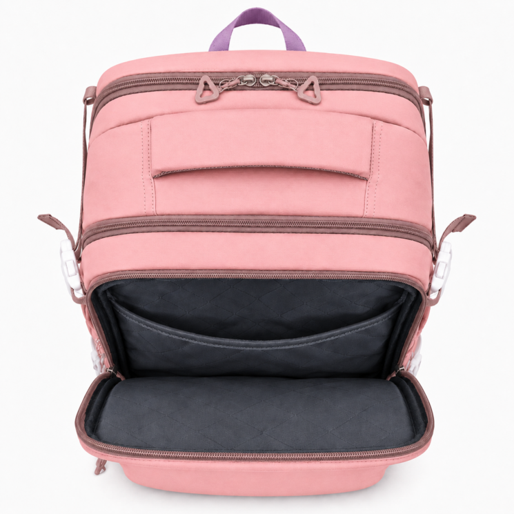Vízálló Laptoptartós Utazó Hátizsák USB csatlakozóval WizzAir-Ryanair méretű 40x30x20 cm púder színben