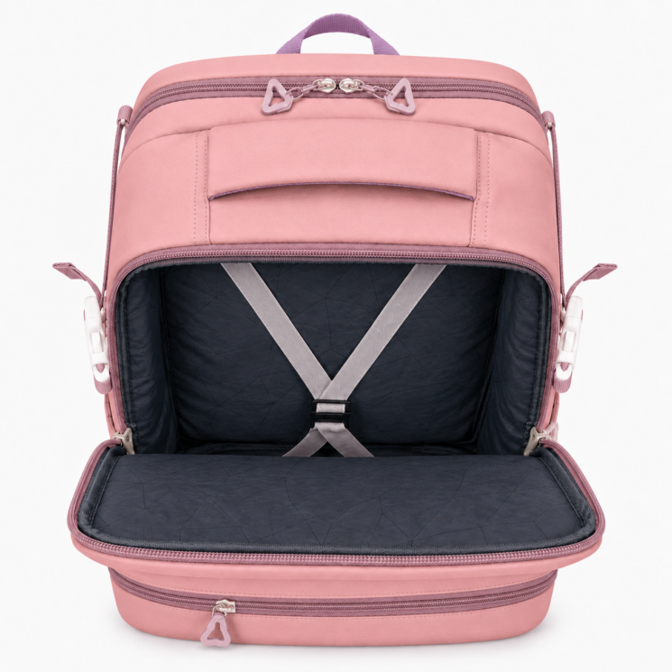 Vízálló Laptoptartós Utazó Hátizsák USB csatlakozóval WizzAir-Ryanair méretű 40x30x20 cm púder színben