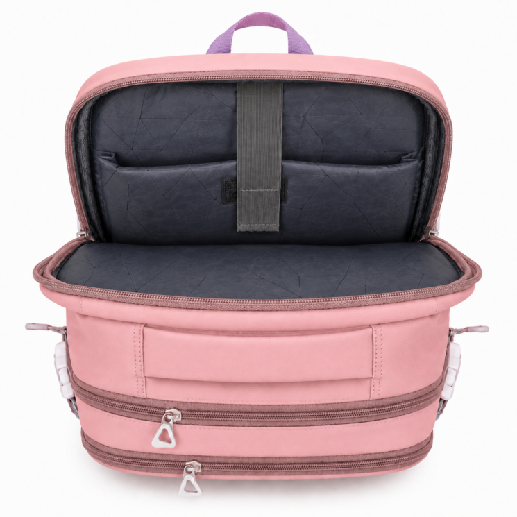 Vízálló Laptoptartós Utazó Hátizsák USB csatlakozóval WizzAir-Ryanair méretű 40x30x20 cm púder színben