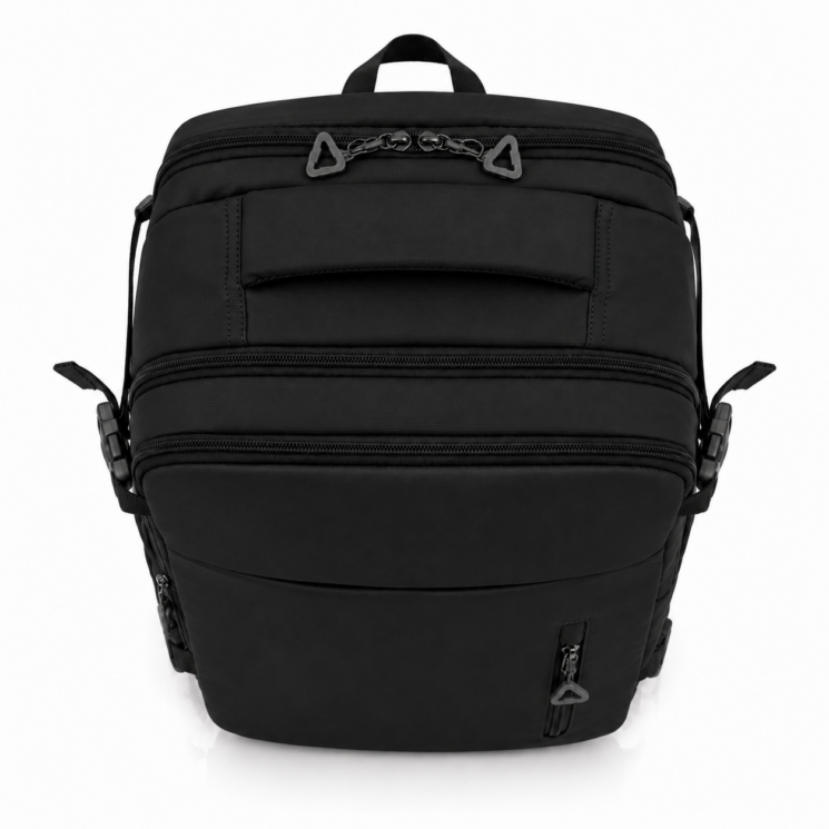 Vízálló Laptoptartós Utazó Hátizsák USB csatlakozóval WizzAir-Ryanair méretű 40x30x20 cm fekete színben