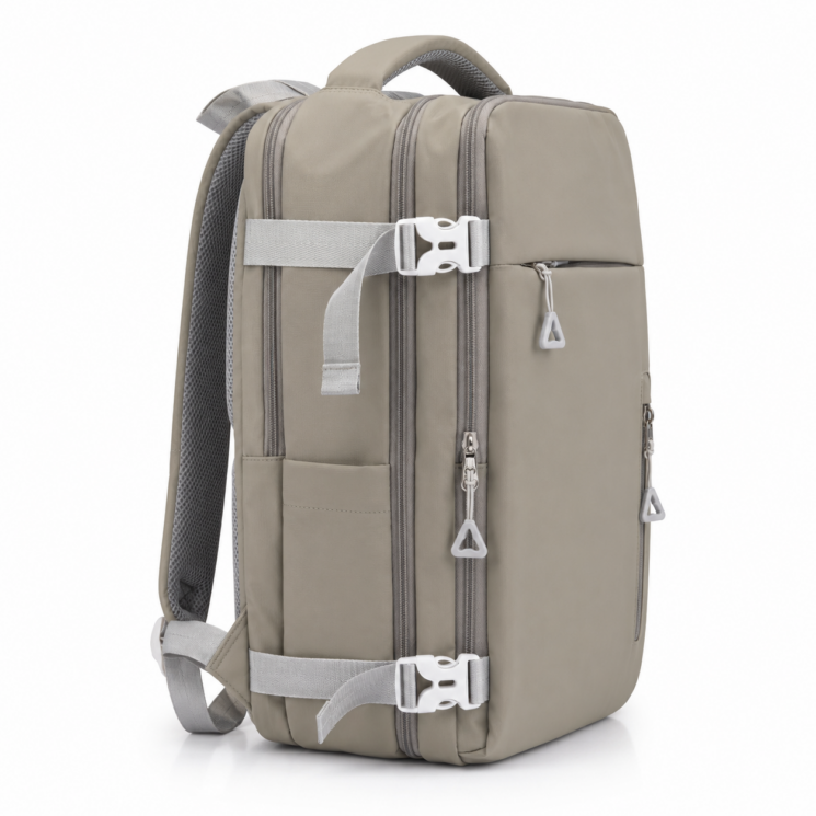 Vízálló Laptoptartós Utazó Hátizsák USB csatlakozóval WizzAir-Ryanair méretű 40x30x20 cm szürke színben