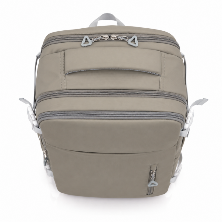 Vízálló Laptoptartós Utazó Hátizsák USB csatlakozóval WizzAir-Ryanair méretű 40x30x20 cm szürke színben