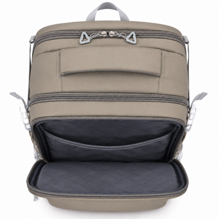 Vízálló Laptoptartós Utazó Hátizsák USB csatlakozóval WizzAir-Ryanair méretű 40x30x20 cm szürke színben