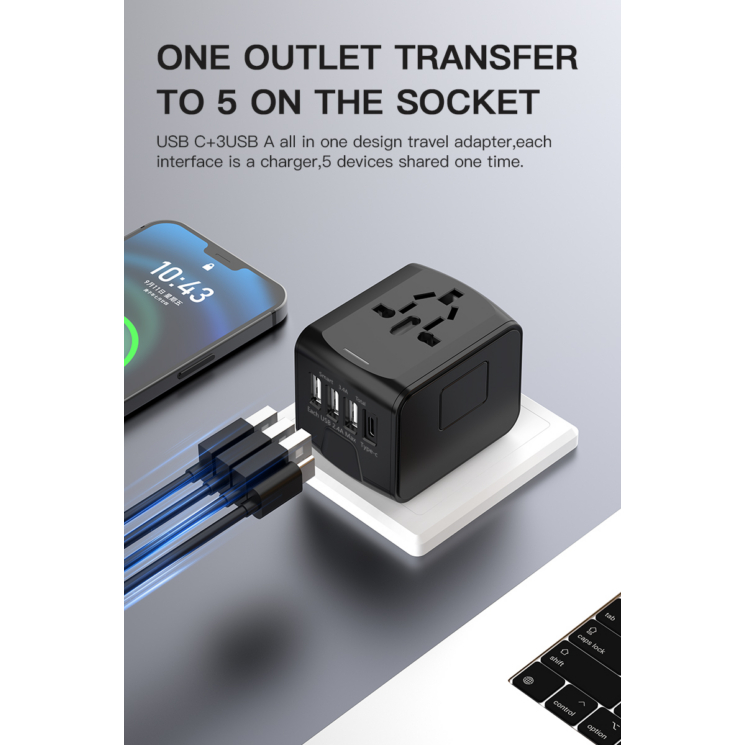 Bravo Utazási kiegészítők Világ adapter USB Töltővel SL-199-3U-T