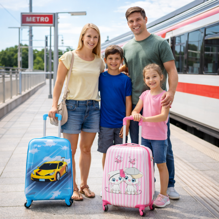 Gyermek bőrönd cicás mintával