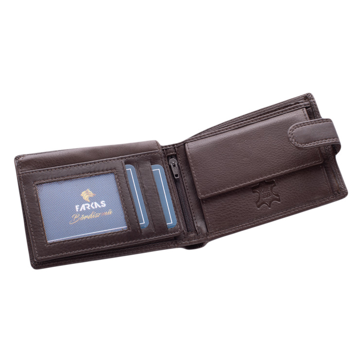 Férfi bőr pénztárca barna színben RFID védelemmel 301 Brown
