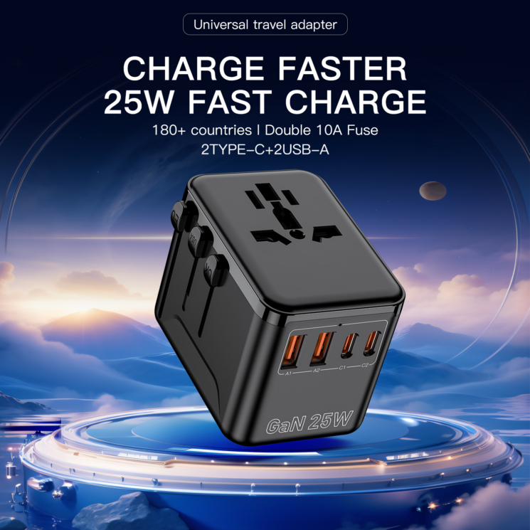 Utazási kiegészítők Világ adapter USB Töltővel OL-A01-PQ25
