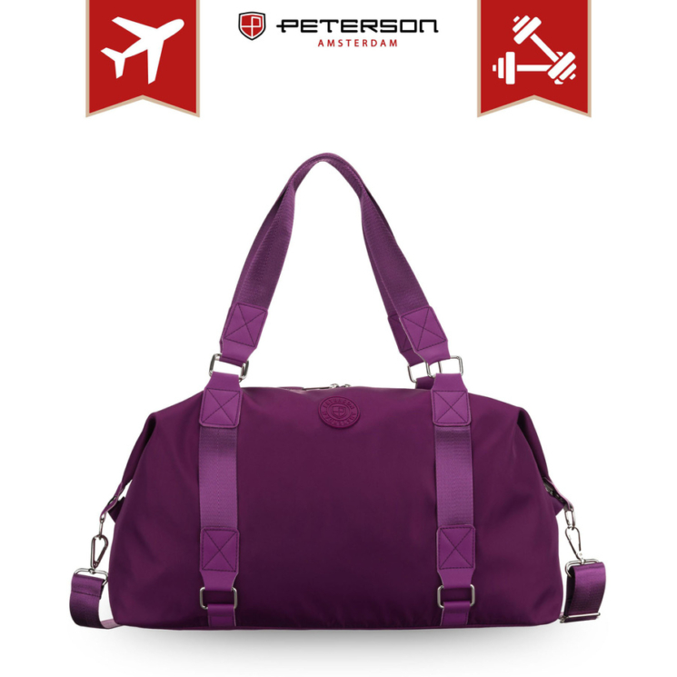 Peterson lila poliészter sport edzőtáska hosszúpánttal