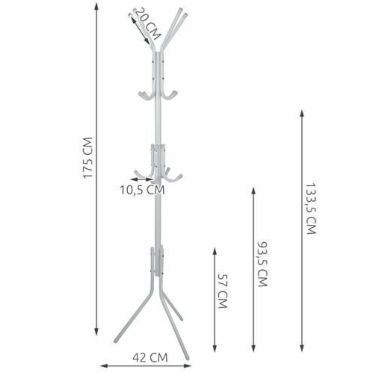 Álló Ruhafogas 170 cm - fehér