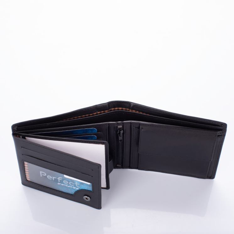 Prémium valódi bőr férfi pénztárca díszdobozban RFID rendszerrel