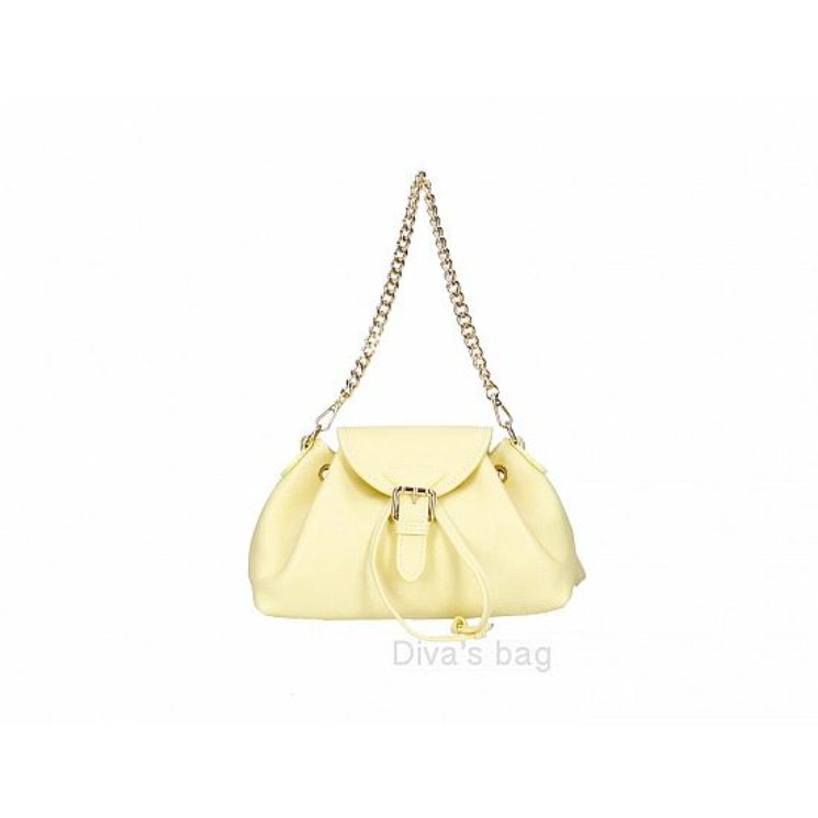 Valódi bőr olasz női válltáska sárga színben