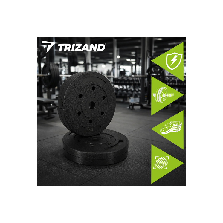 Súly 5 kg Trizand 4 darabos bitumenes súlyzólap készlet súlyzókhoz és rudakhoz