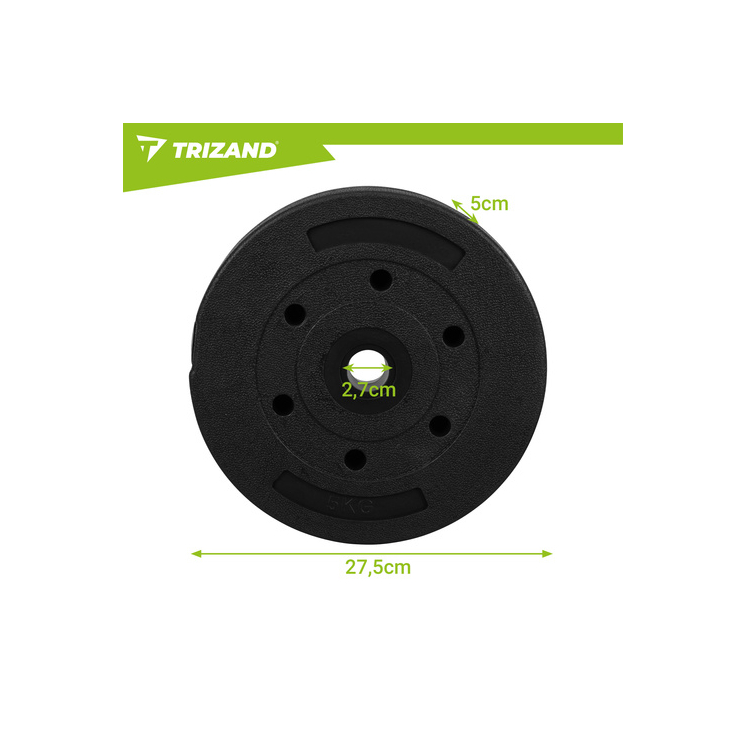 Súly 5 kg Trizand 4 darabos bitumenes súlyzólap készlet súlyzókhoz és rudakhoz