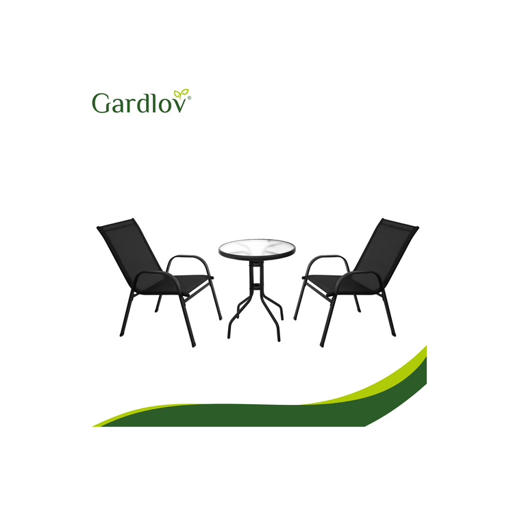 GARDLOV erkélyes kerti bútor szett, asztal + 2 szék, teraszra, erkélyre és kertbe