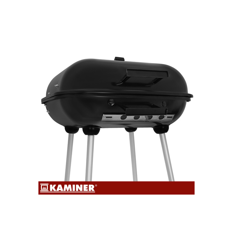Faszenes olcsó grillsütő fedővel, nagy, hordozható ráccsal, stabil polccal, fogantyúval