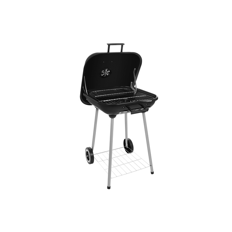 Faszenes olcsó grillsütő fedővel, nagy, hordozható ráccsal, stabil polccal, fogantyúval