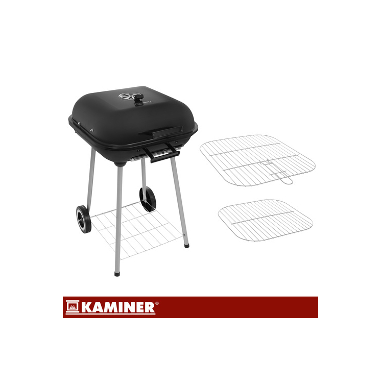 Faszenes olcsó grillsütő fedővel, nagy, hordozható ráccsal, stabil polccal, fogantyúval