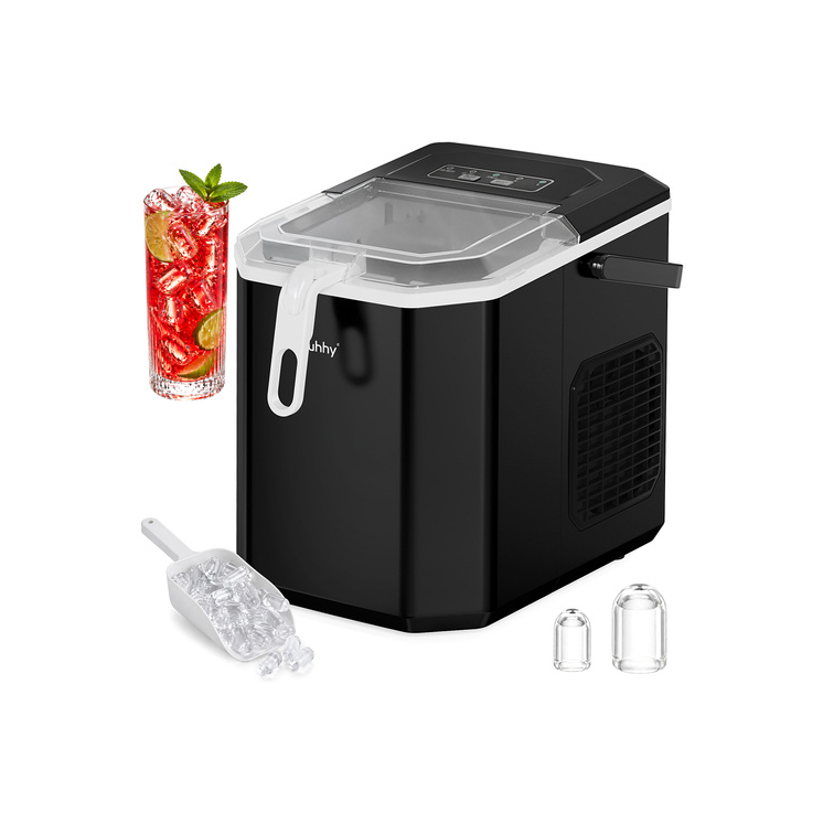 Ruhhy 1,2 literes fekete jégkészítő, 12 kg/24 óra, gyors jéggyártás