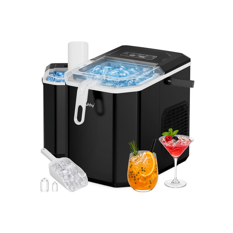 Ruhhy 1,2 literes fekete jégkészítő, 12 kg/24 óra, gyors jéggyártás