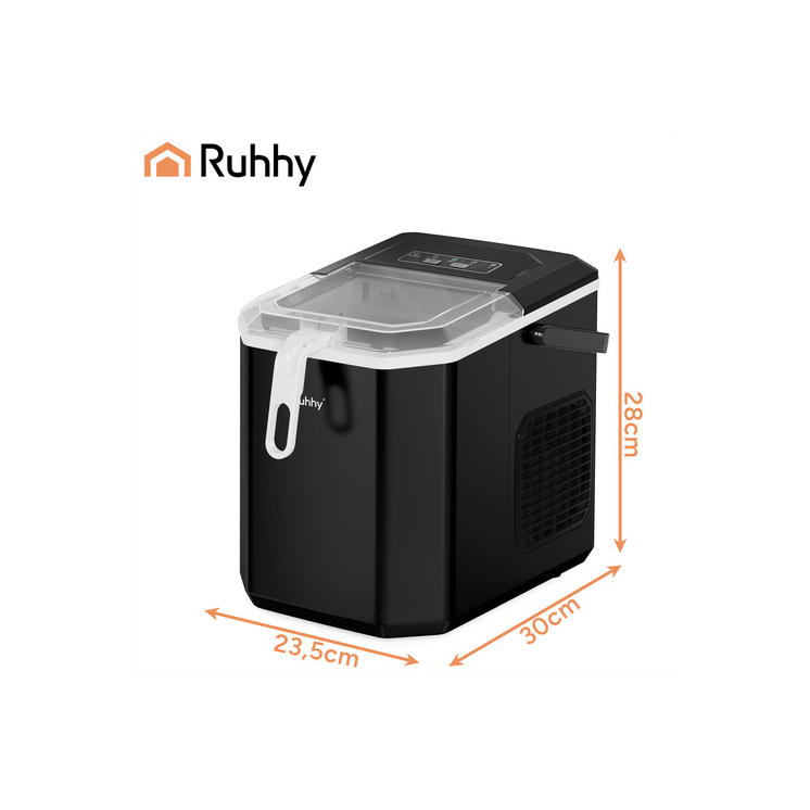 Ruhhy 1,2 literes fekete jégkészítő, 12 kg/24 óra, gyors jéggyártás
