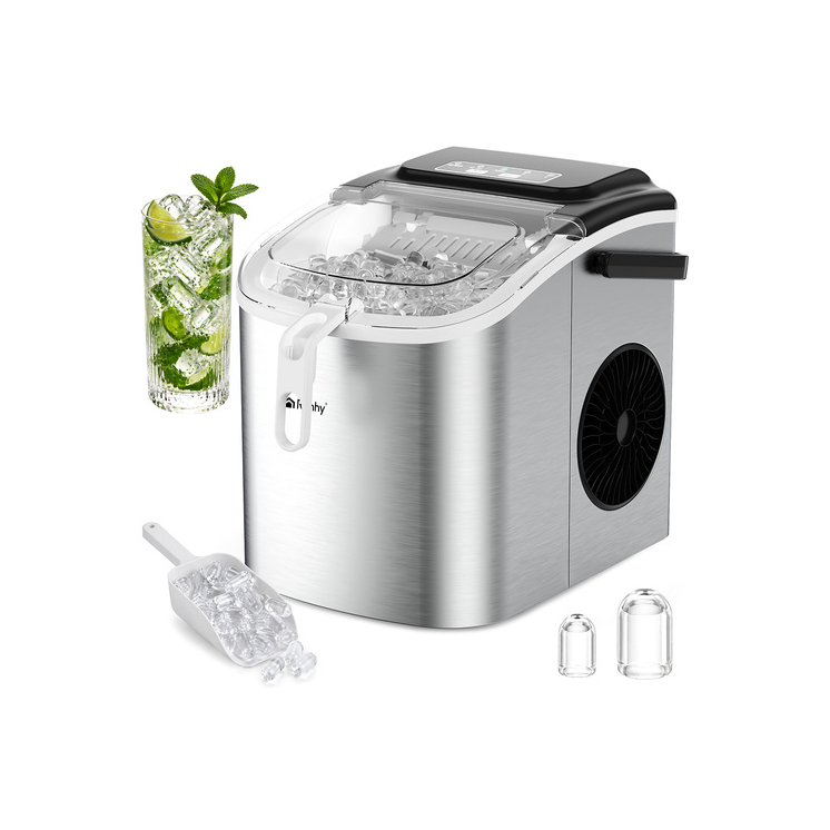Ruhhy 1,2 literes ezüst jégkészítő, 12 kg/24 óra, gyors jéggyártás