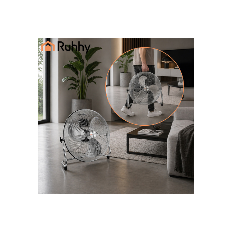 Padlóventilátor 50 cm Ruhhy 130W fém nagy teljesítményű 3 sebességfokozat