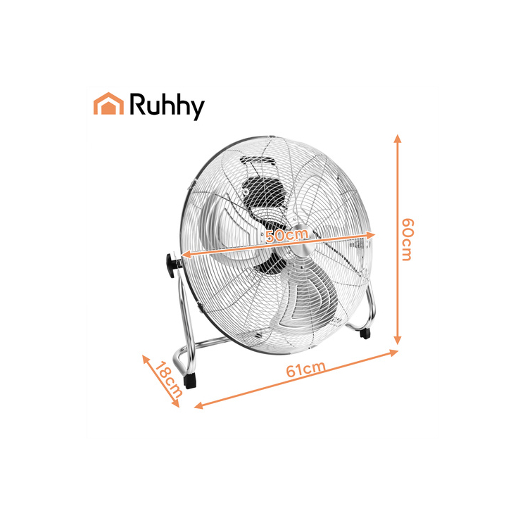 Padlóventilátor 50 cm Ruhhy 130W fém nagy teljesítményű 3 sebességfokozat