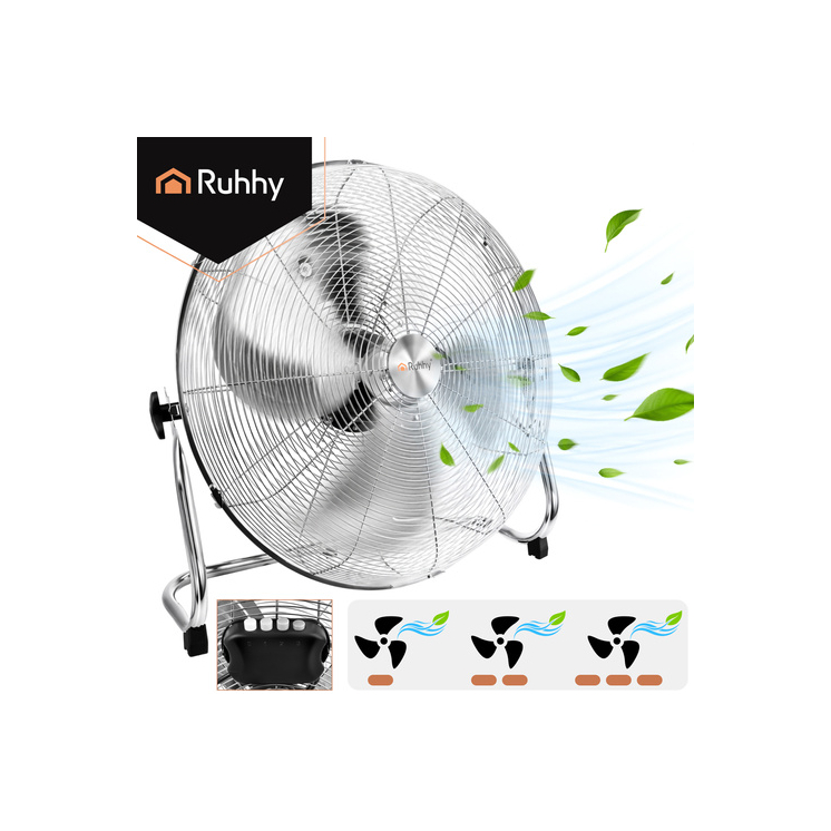Padlóventilátor 50 cm Ruhhy 130W fém nagy teljesítményű 3 sebességfokozat