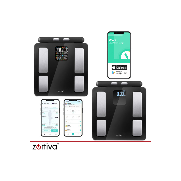 Zortiva Analitikai bluetoothos fürdőszobamérleg