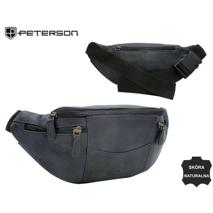 PETERSON férfi bőr aktatáska PTN 2507-HP Navy