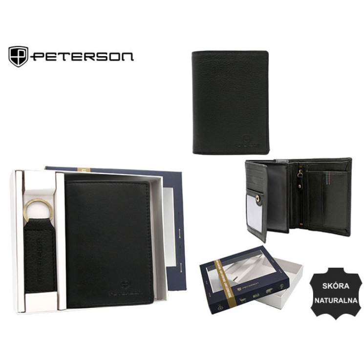 Kétrészes ajándékcsomag: bőrtárca és kulcstartó Peterson PTN SET-M-1542-D
