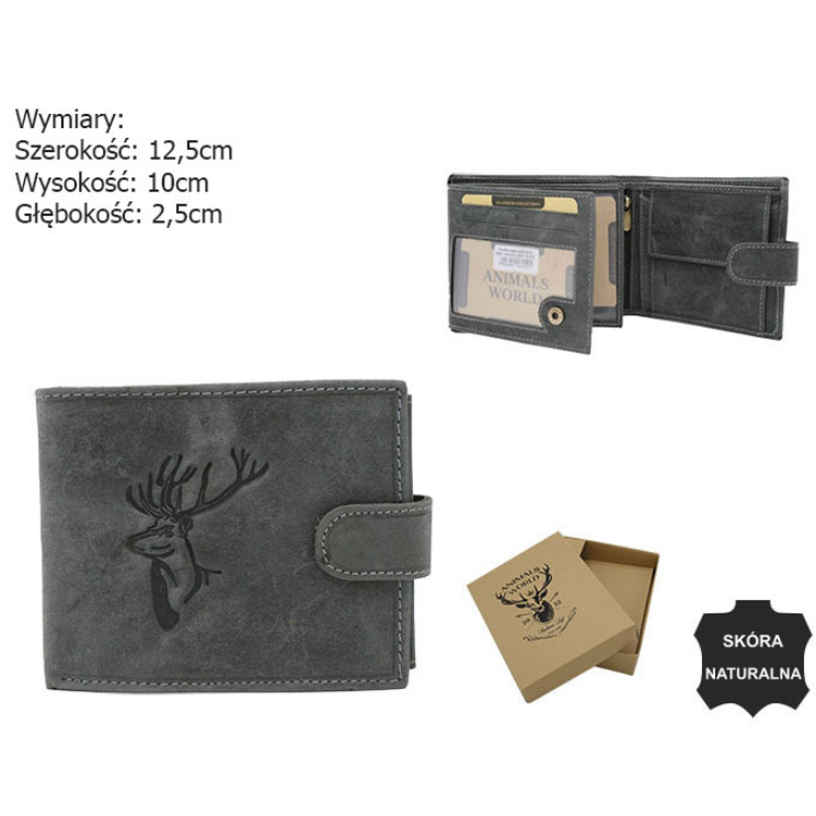 Szarvas bőr pénztárca N992L-CHM-DEER FEKETE BLACK