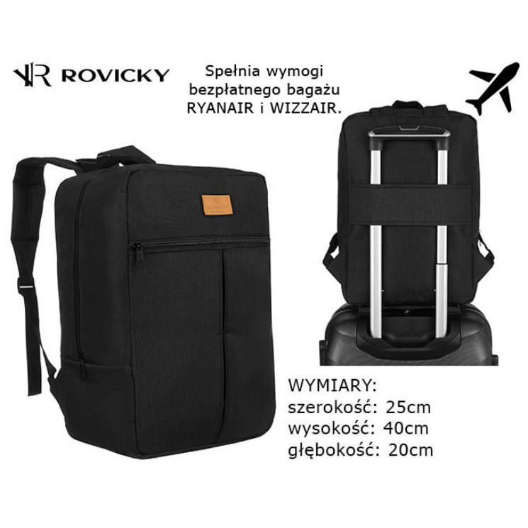 ROVICKY RV-PL15602 Fekete poliészter hátizsák ROVICKY RV-PL15602 Fekete