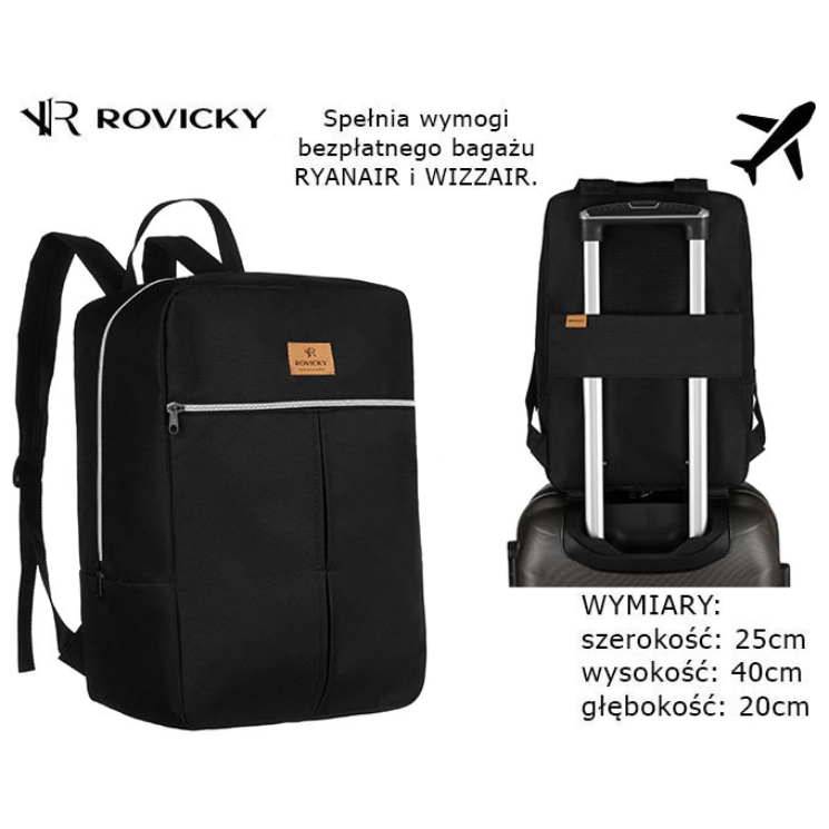Rovicky R-PL-01 Fekete utazási hátizsák