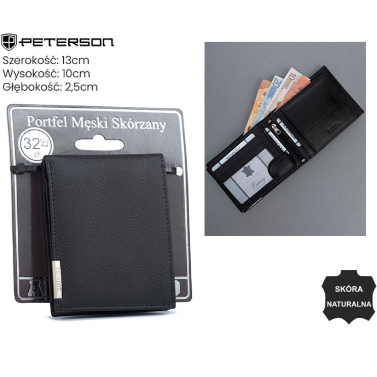 Férfi bőr pénztárca N992-P-PDM-BL Fekete