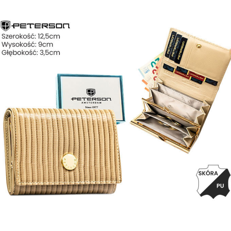 Női pénztárca bőr+PU PTN PS445-CRV KHAKI