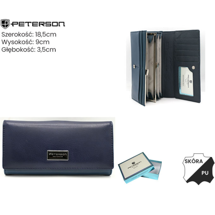 Női pénztárca bőr+PU PTN PX24-F773 Navy