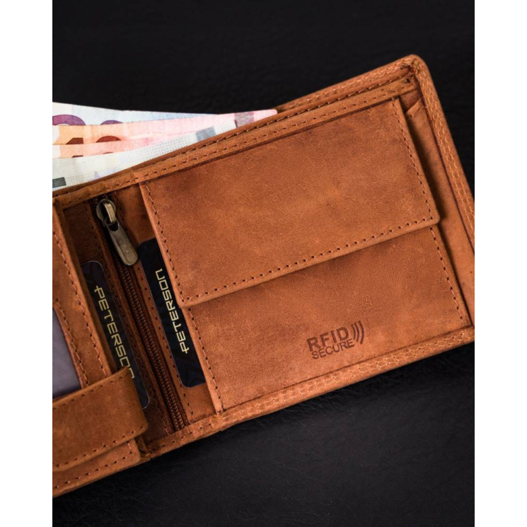 PETESON PTN N992C-CHM-02 Cognac RFID bőr pénztárca