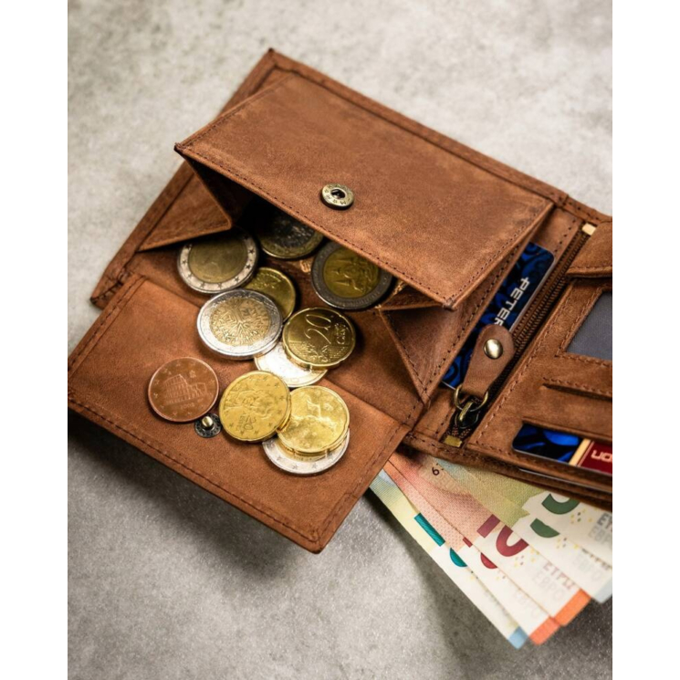 Ajándékcsomag: bőrtárca és kulcstartó PTN SET-M-N994-CHM Cognac