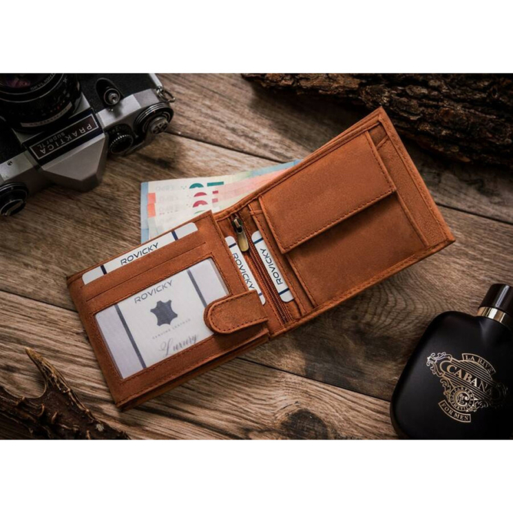 Férfi bőr pénztárca N992-CHM-DOG-2-BL Cognac