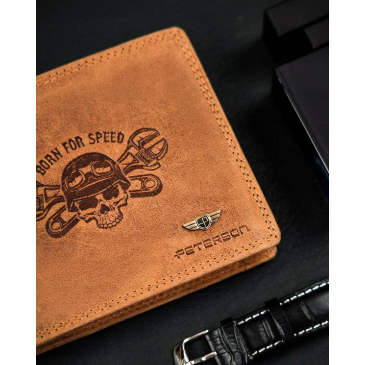 PETESON PTN N992C-CHM-02 Cognac RFID bőr pénztárca