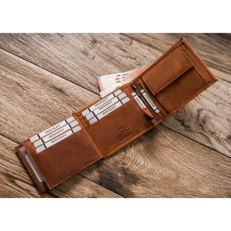 Férfi bőr pénztárca N992-CHM-DOG-2-BL Cognac